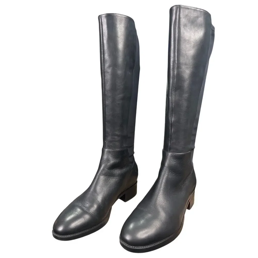 Tory Burch Women’s Caitlyn Black Leather Stretch Riding Boot Size US 9.5